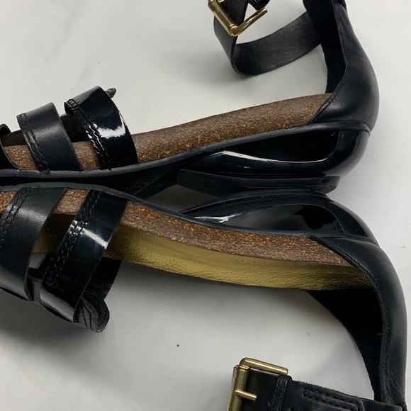 Vince Camuto Lora Leather Ankle Strap Sculpted Heel Sandals Size 10 Black - Picture 8 of 14